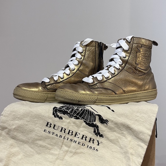 Burberry Shoes - Burberry ✨ High-Top Sneakers Metallic Gold ✨